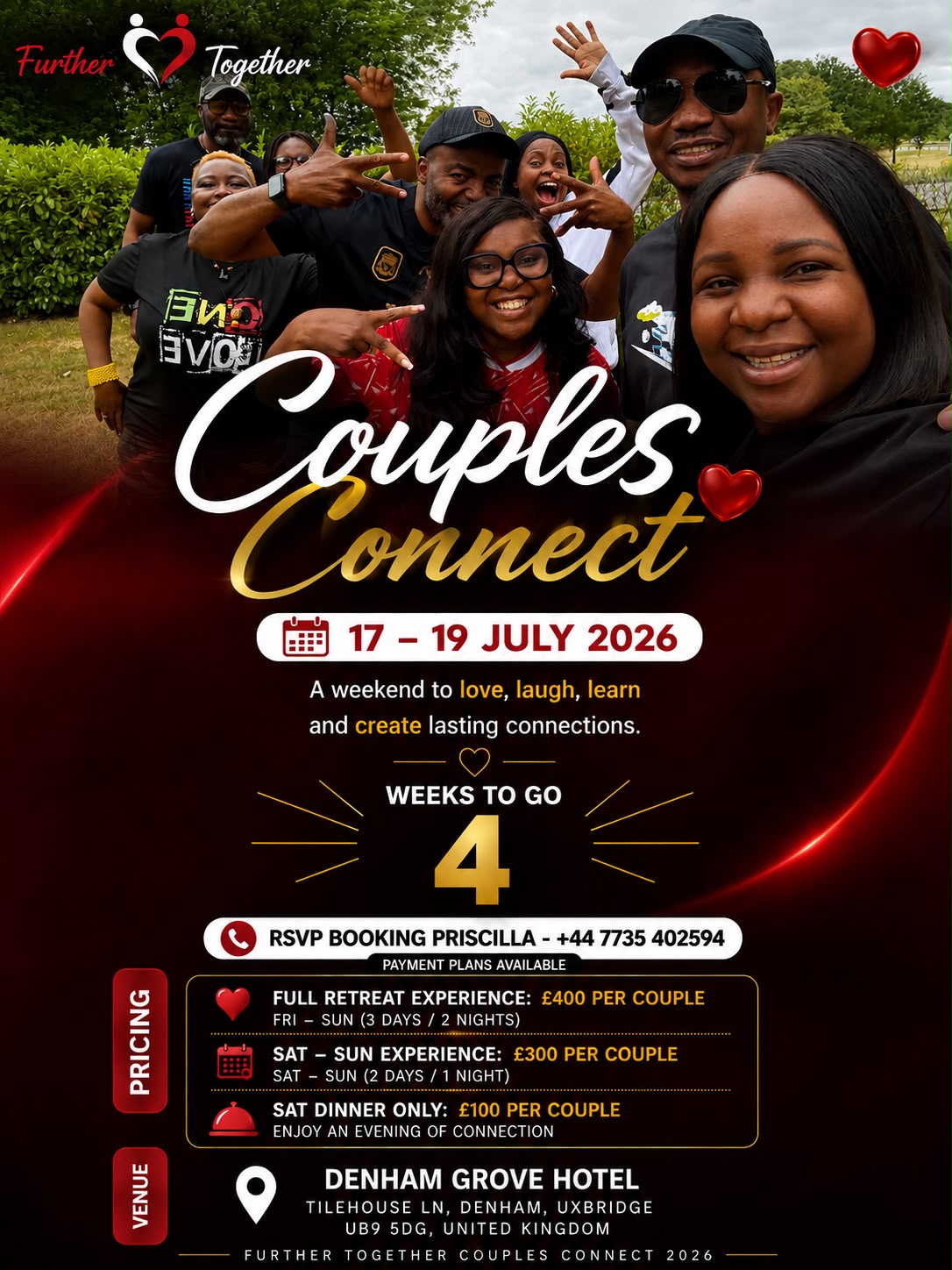 Couples together outside at a Further Together gathering